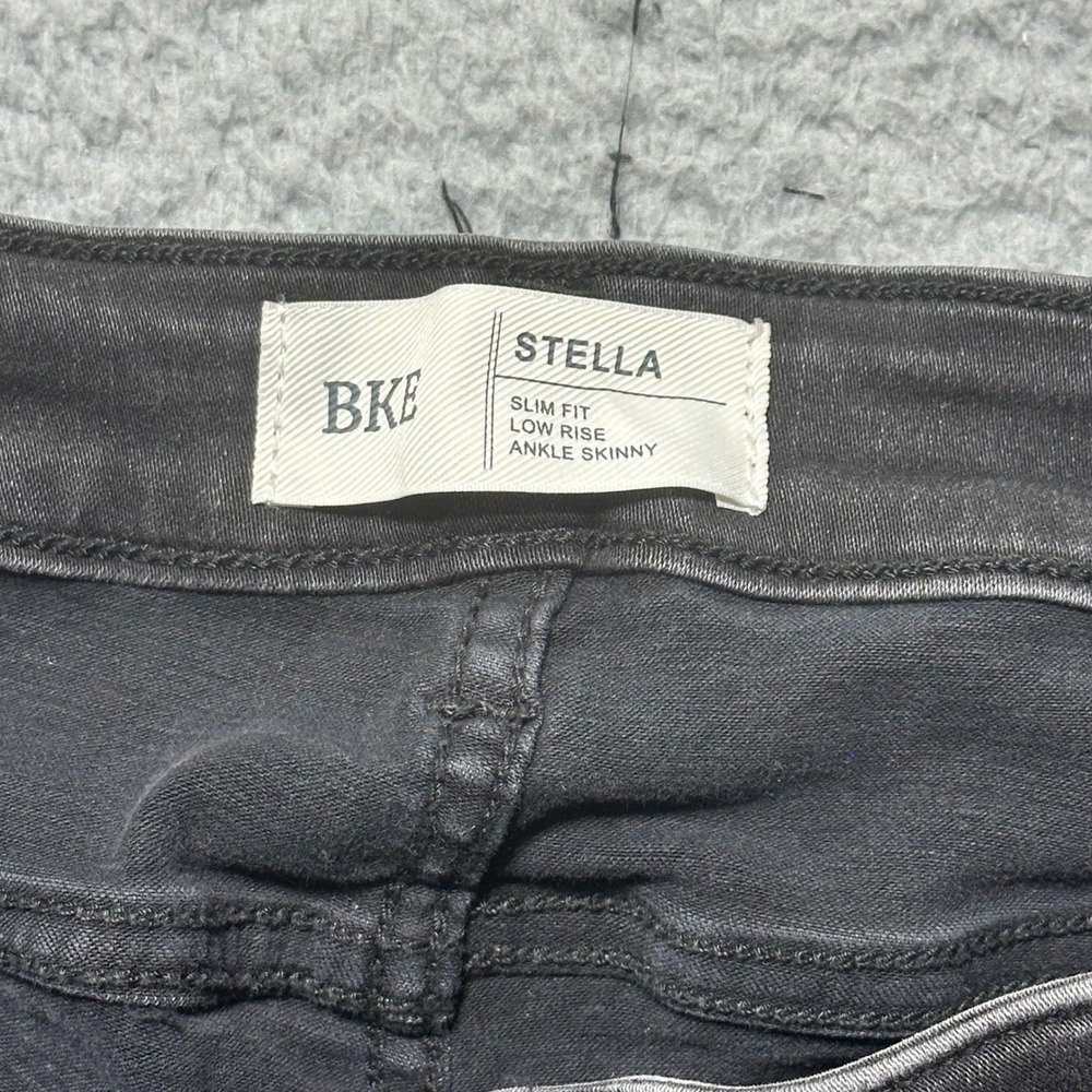 BKE Stella‎ Womens Black Denim Ankle Skinny Jeans Size 27 Distressed Low Rise - Picture 3 of 12